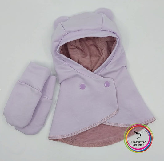 Užsegamas šalmukas su pirštinėmis (ruduo/pavasaris)